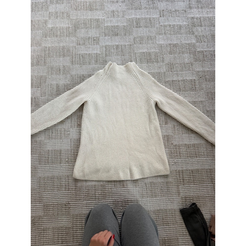 Madewell Womens Cream Ribbed Mockneck Raglan Sweater H3339 Ivory Large